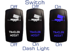Light Illumination effect of AOBSW600 series Universal 12V 20A / 24V 10A Carling Narva type laser etched rocker switch