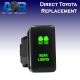 Direct Toyota replacement 8B04G REAR LIGHTS ON-OFF Push Button Switch with dual LED lights in GREEN