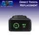 Direct Toyota replacement 8B49SG IDLE UP ON-OFF Push Button Switch with dual LED lights in GREEN