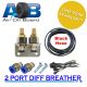 Diff Breather Kit 100 Universal 2 Port Black Hose