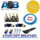 Diff Breather Kit 101B Universal 4 Port Blue Hose