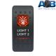 Universal 12V 20A / 24V 10A 534O2 LIGHT 1 LIGHT 2 ON-OFF-ON Carling Narva type rocker switch in AMBER