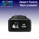 Direct Toyota replacement 8C10SW AIR COMP ON-OFF Push Button Switch with dual LED lights in WHITE