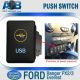 Direct Toyota replacement 9C35CA USB ON-OFF Push Button Switch with dual LED lights in AMBER LIGHT BLUE