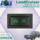 Push Switch CAMPING LIGHTS T2B19SG fits LandCruiser 80s & 79s , Hilux, Prado 90s & 95s Horizontal with dual LED in green