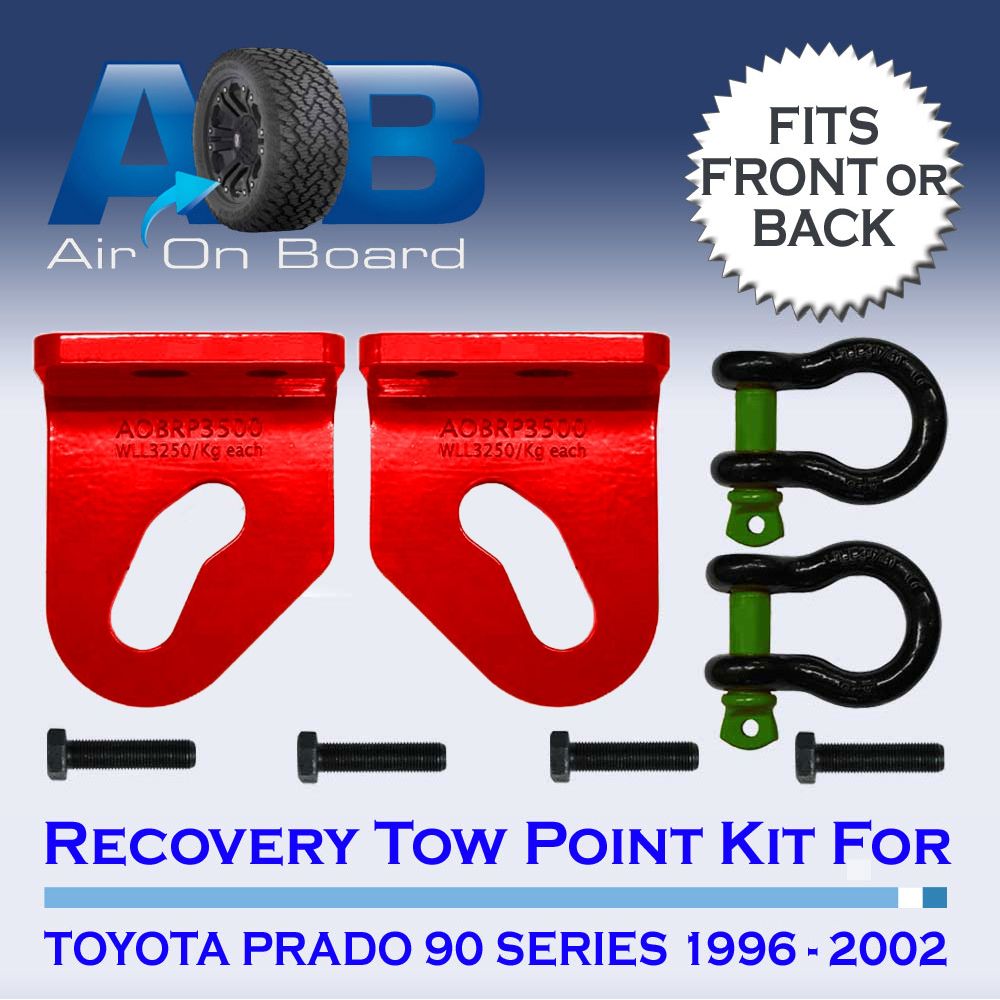 Recovery Tow Points kit 3500K Red for Toyota Prado 90 AIR ON BOARD (AOB)