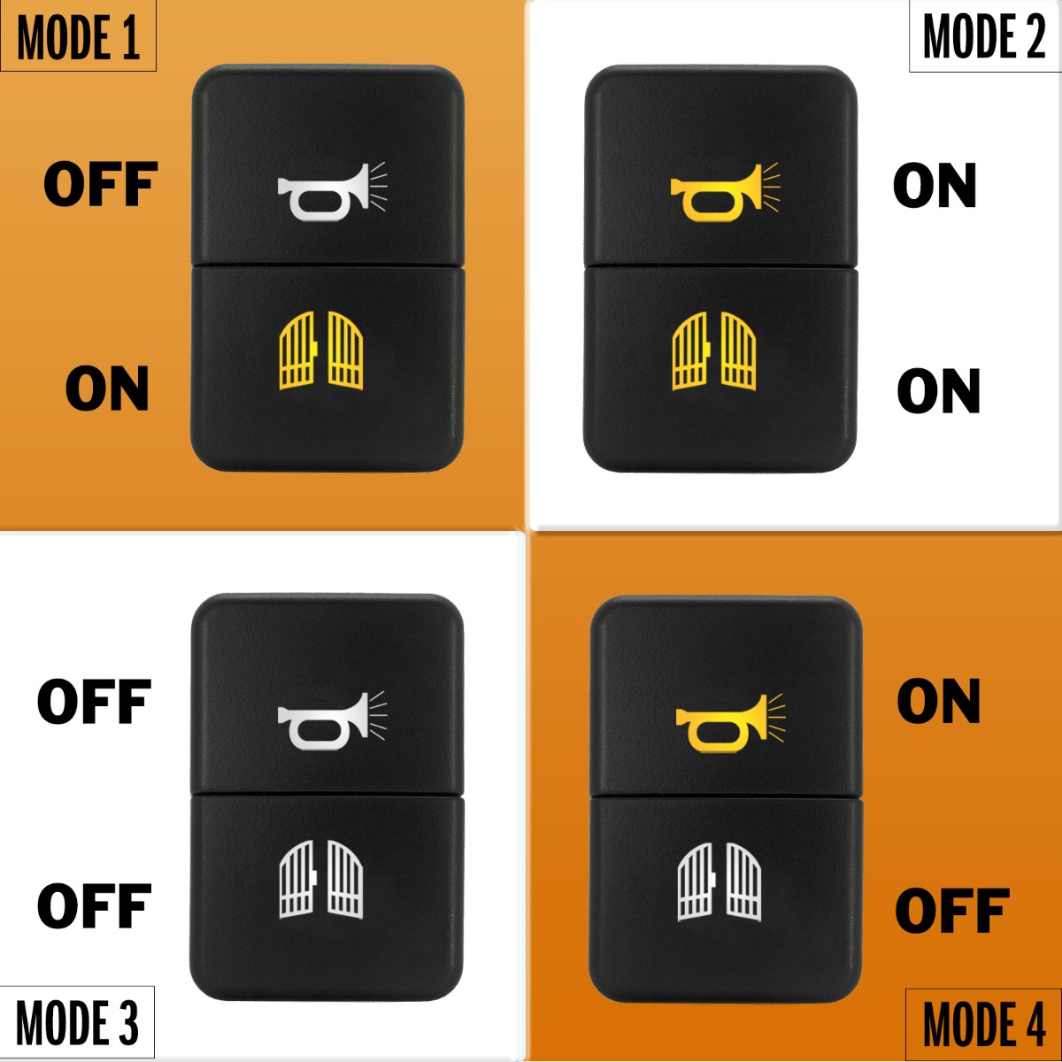 Light Illumination effect of Isuzu & Mazda Push Button Switch with dual LED LIGHTS in AMBER GREEN