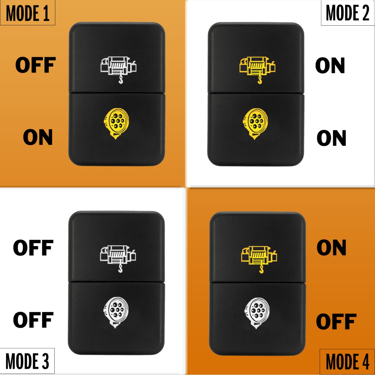 Light Illumination effect of Isuzu & Mazda Push Button Switch with dual LED LIGHTS in AMBER WHITE
