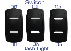 Light Illumination effect of AOBSW600 series Universal 12V 20A / 24V 10A Carling Narva type laser etched rocker switch
