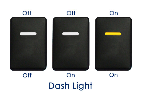 Light Illumination effect of AOBSW900CA series Ford Push Switches with dual LED LIGHTS in AMBER LIGHT BLUE