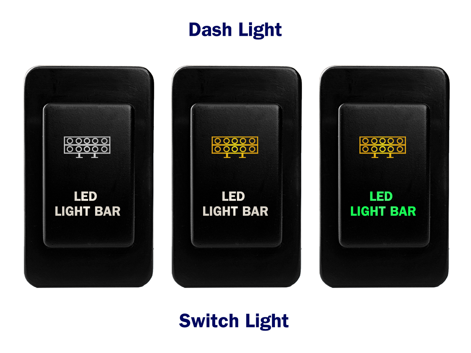 Light Illumination effect of AOBSWN100 series Nissan Push Button Switch with dual LED LIGHTS in AMBER GREEN