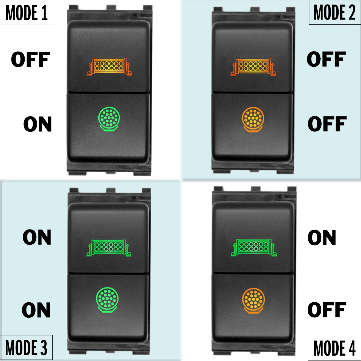 Light Illumination effect of Nissan Push Button Switch with dual LED LIGHTS in AMBER GREEN