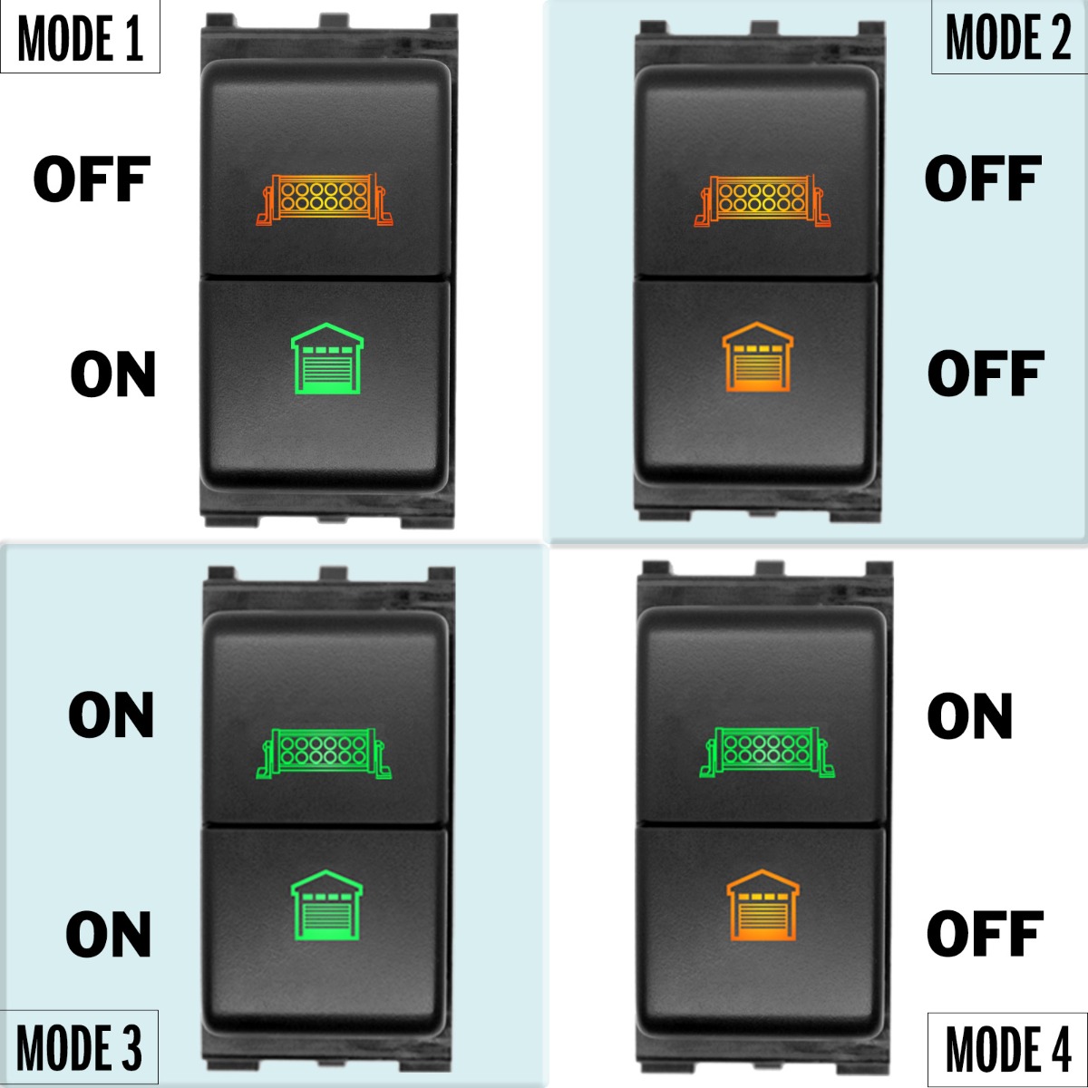 Light Illumination effect of Nissan Push Button Switch with dual LED LIGHTS in AMBER GREEN