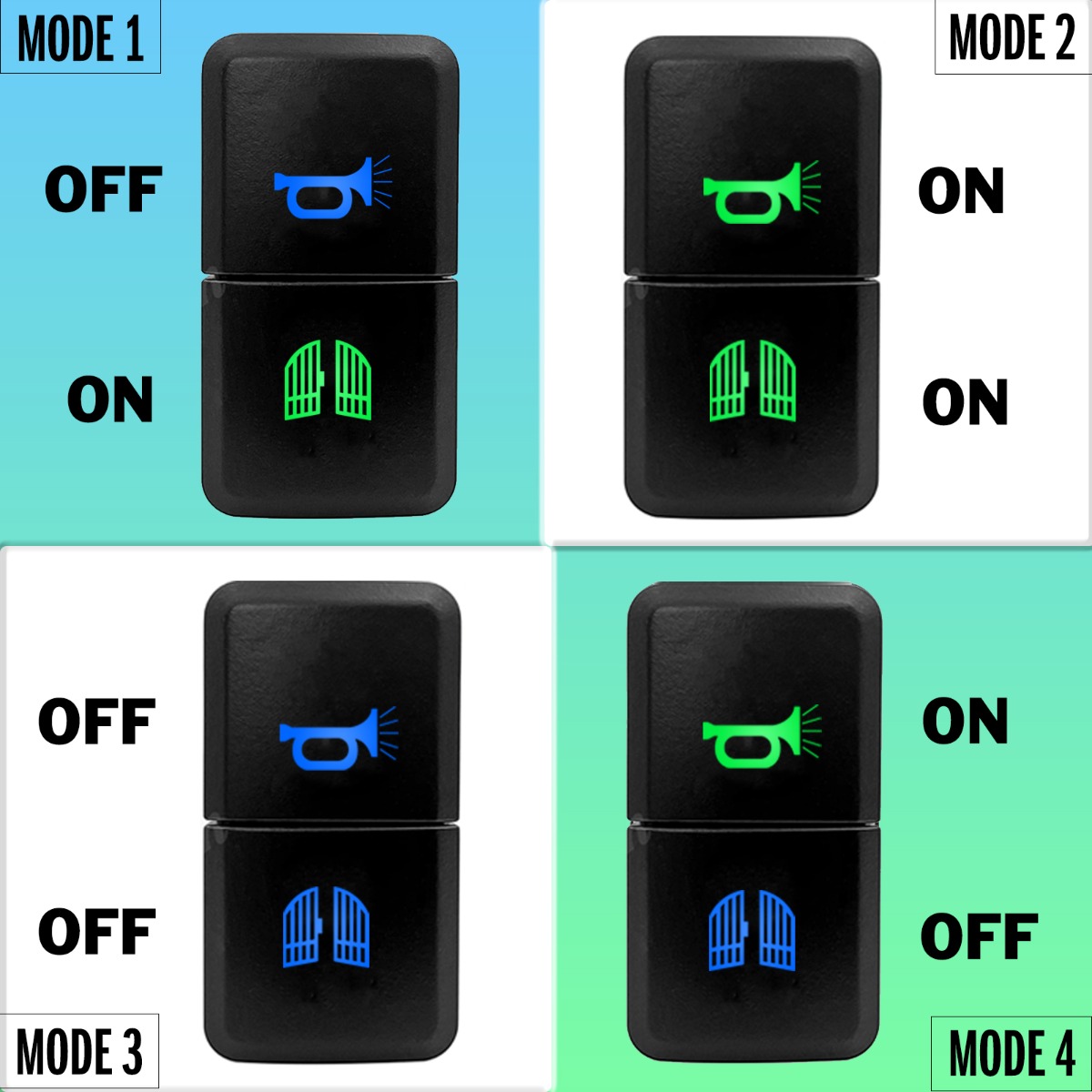 Light Illumination effect of Nissan Push Button Switch with dual LED LIGHTS in AMBER GREEN